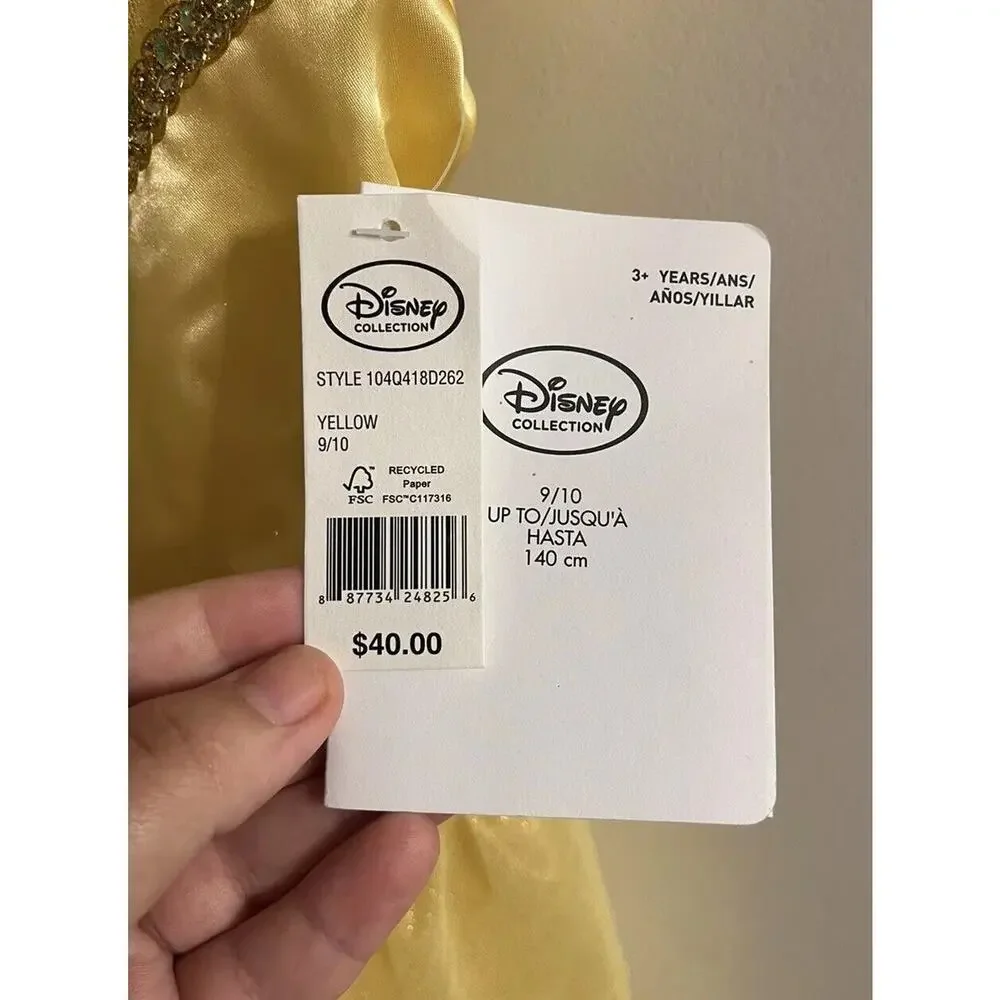 NWT Disney Princess Belle Dress Up Girls Size 9/10 with wand BEAUTY & THE‎ BEAST - Picture 4 of 10